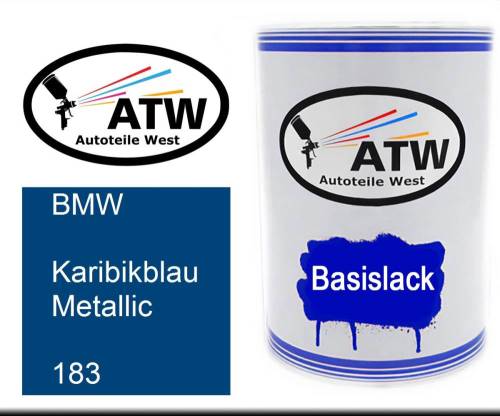 BMW, Karibikblau Metallic, 183: 500ml Lackdose, von ATW Autoteile West.